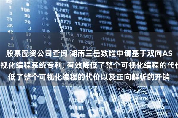 股票配资公司查询 湖南三岳数维申请基于双向AST动态解析的低代码可视化编程系统专利, 有效降低了整个可视化编程的代价以及正向解析的开销