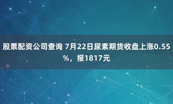 股票配资公司查询 7月22日尿素期货收盘上涨0.55%，报1817元